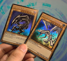 Load image into Gallery viewer, Blue Eyes Black And Red Eyes White Dragon color swap Custom Orica card set
