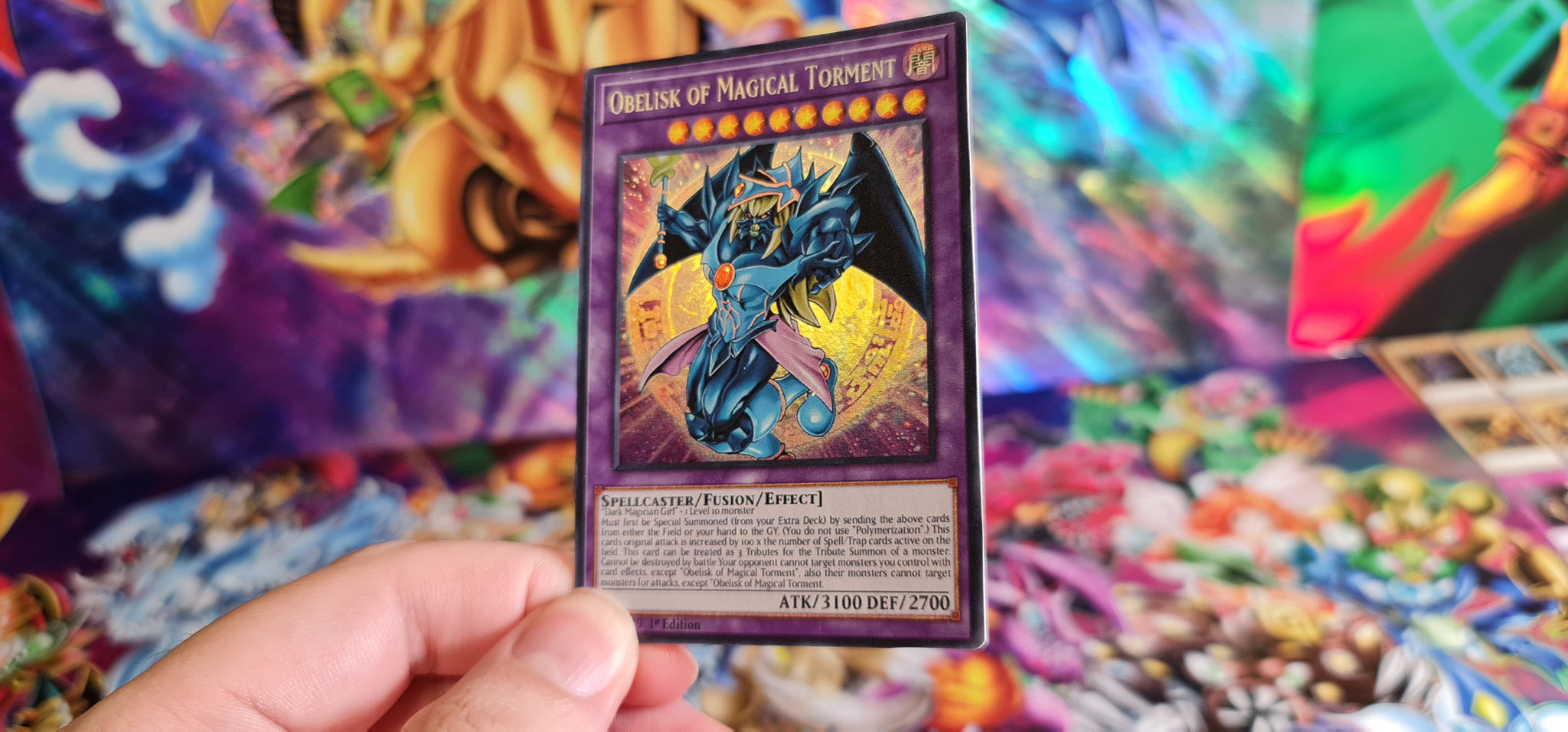 Obelisk the tormentor/Dark magician girl fusion Custom Orica card Obelisk the tormentor/Dark magician girl fusion Custom Orica card