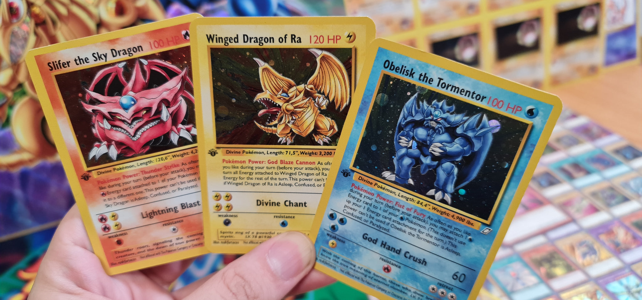 Slifer Ra and Obelisk God Card Pokemon Crossover Custom Orica cards Slifer Ra and Obelisk God Card Pokemon Crossover Custom Orica cards