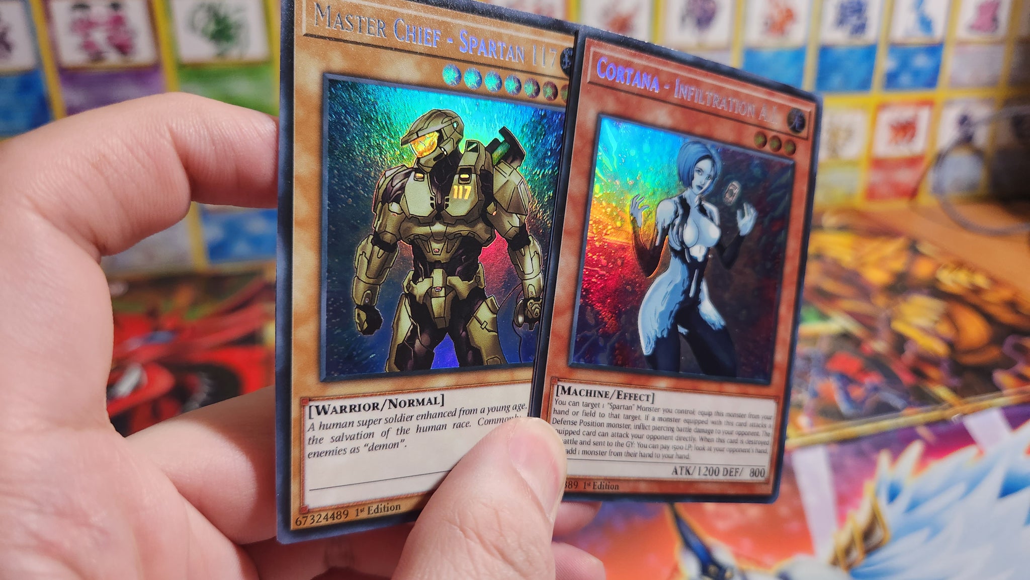 halo yugioh cards Master Chief and Cortana Halo crossover Custom Orica card